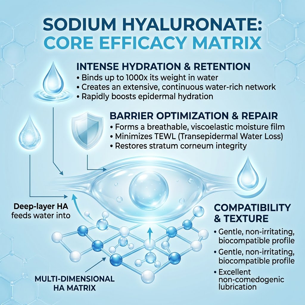 Multi-Dimensional Skin Hydration & Barrier Repair: The Science of Sodium Hyaluronate (CAS 9067-32-7) kieray chem core mechanisms and efficacy profiles of sodium hyaluronate